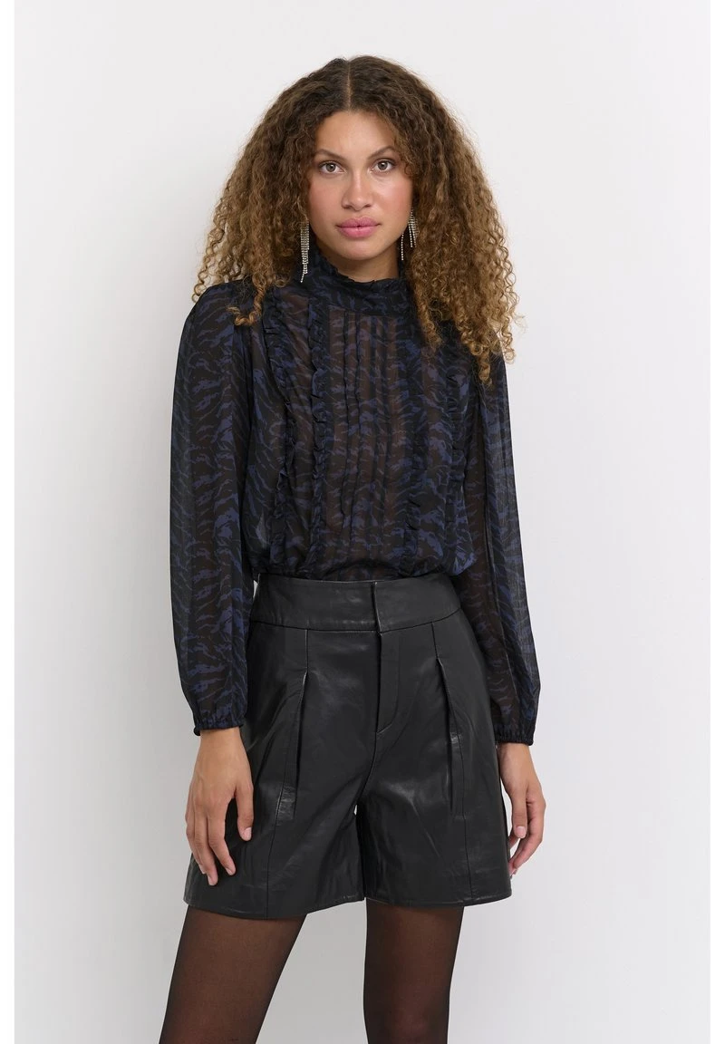 WENDY - Bluse - Black/ Dark Saphire Blue 3 WENDY - Bluse - Black/ Dark Saphire Blue