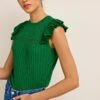 Next FRILL SLEEVE STANDARD - T-Shirt Basic - Green 1 Next FRILL SLEEVE STANDARD - T-Shirt Basic - Green -Sommerkleidung Für Damen 07e63f27a0984e6f817106a7c69f0639
