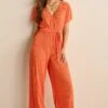 Next SHORT SLEEVE PLISSE STANDARD - Jumpsuit - Orange