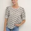 Kaffe KAMACY - Bluse - Antique White Black Embroidery -Sommerkleidung Für Damen 13db4603ebdd428cb943250a38359d7c