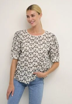 Kaffe KAMACY - Bluse - Antique White Black Embroidery