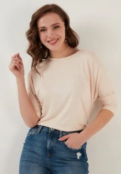 LELA CREW NECK - Langarmshirt - Stone -Sommerkleidung Für Damen 20cc25c5532345318e4c4505bdaeefc3