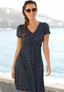 Buffalo Jerseykleid - Braun Creme Bedruckt -Sommerkleidung Für Damen 210c43cef6e84b47b64c92cad2ca4ab1