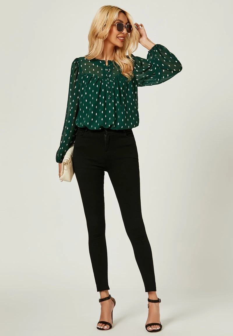 FOIL BUTTON DETAIL WRINKLED LONG SLEE - Bluse - Dark Green 4 FOIL BUTTON DETAIL WRINKLED LONG SLEE - Bluse - Dark Green – Bild 2