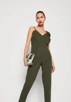 Wal G IMAANI FRILL SLEEVE - Jumpsuit - Khaki -Sommerkleidung Für Damen 2f81403829a5436c91db700fbc061dc8