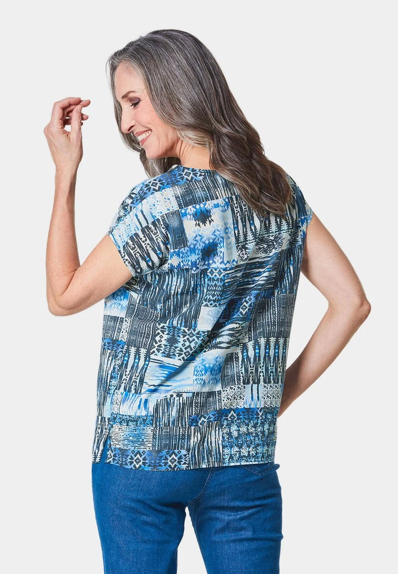 GOLDNER Bluse - Jeansblau / Gemustert 5 GOLDNER Bluse - Jeansblau / Gemustert – Bild 3