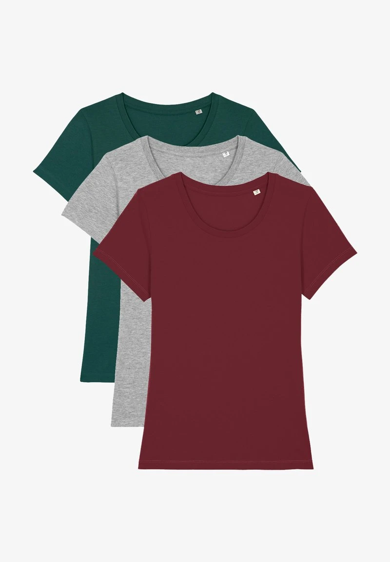 3 PACK - T-Shirt Basic - Glazed Green Heather Grey Burgundy 3 3 PACK - T-Shirt Basic - Glazed Green Heather Grey Burgundy