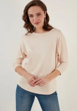 LELA CREW NECK - Langarmshirt - Stone -Sommerkleidung Für Damen 39b0277a7ebf4d6a980ccfb2948e756e
