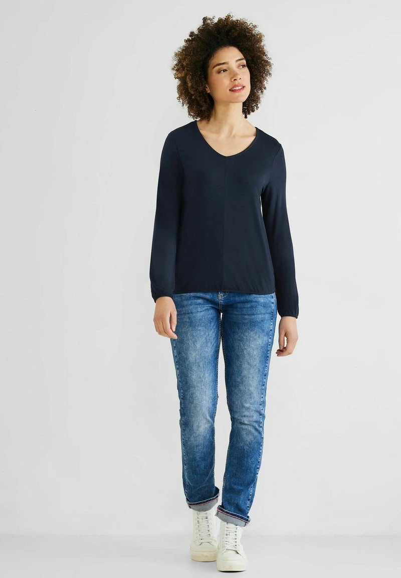 STREET ONE MIT GUMMIZUG IM SAUM - Langarmshirt - Blau 4 STREET ONE MIT GUMMIZUG IM SAUM - Langarmshirt - Blau – Bild 2