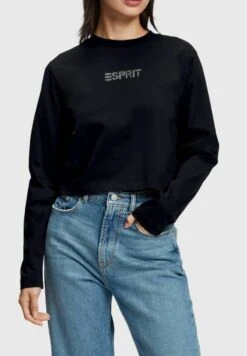 ESPRIT MIT LOGO AUS GLITZERSTEINCHEN - Langarmshirt - Black