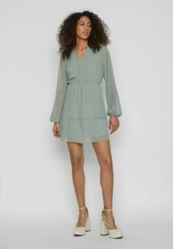 Vila MIT LANGEN ÄRMELN GEPUNKTETES - Freizeitkleid - Green Milieu