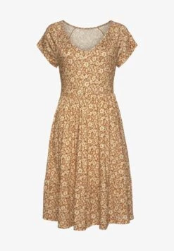 Buffalo Jerseykleid - Braun Creme Bedruckt -Sommerkleidung Für Damen 478ea158ed7d460aae5c9cedb4543cd1