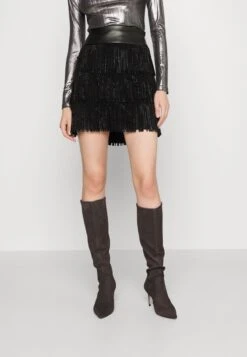 DKNY FRINGE SKIRT WAIST - Minirock - Black