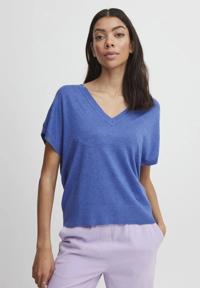 B.young BYMMPIMBA1 VNECK SLIPOVER - T-Shirt Basic - Strong Blue Melange 3 B.young BYMMPIMBA1 VNECK SLIPOVER - T-Shirt Basic - Strong Blue Melange