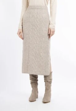 Dreimaster Bleistiftrock - Beige Melange