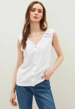 Next MORRIS CO BLEND BUTTON THROUGH - Bluse - White -Sommerkleidung Für Damen 6d75589fc3304368adeaeb3e17206c32 1