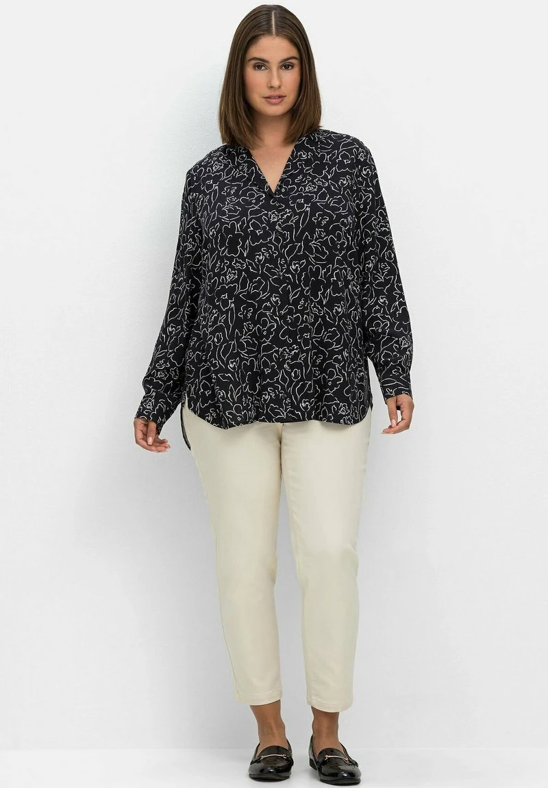 Sheego Hemdbluse - Schwarz Gemustert 4 Sheego Hemdbluse - Schwarz Gemustert – Bild 2