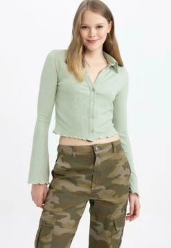 DeFacto FITTED - Hemdbluse - Green 12 DeFacto FITTED - Hemdbluse - Green -Sommerkleidung Für Damen 82309b0445e445958f181f9a58c5245c 1