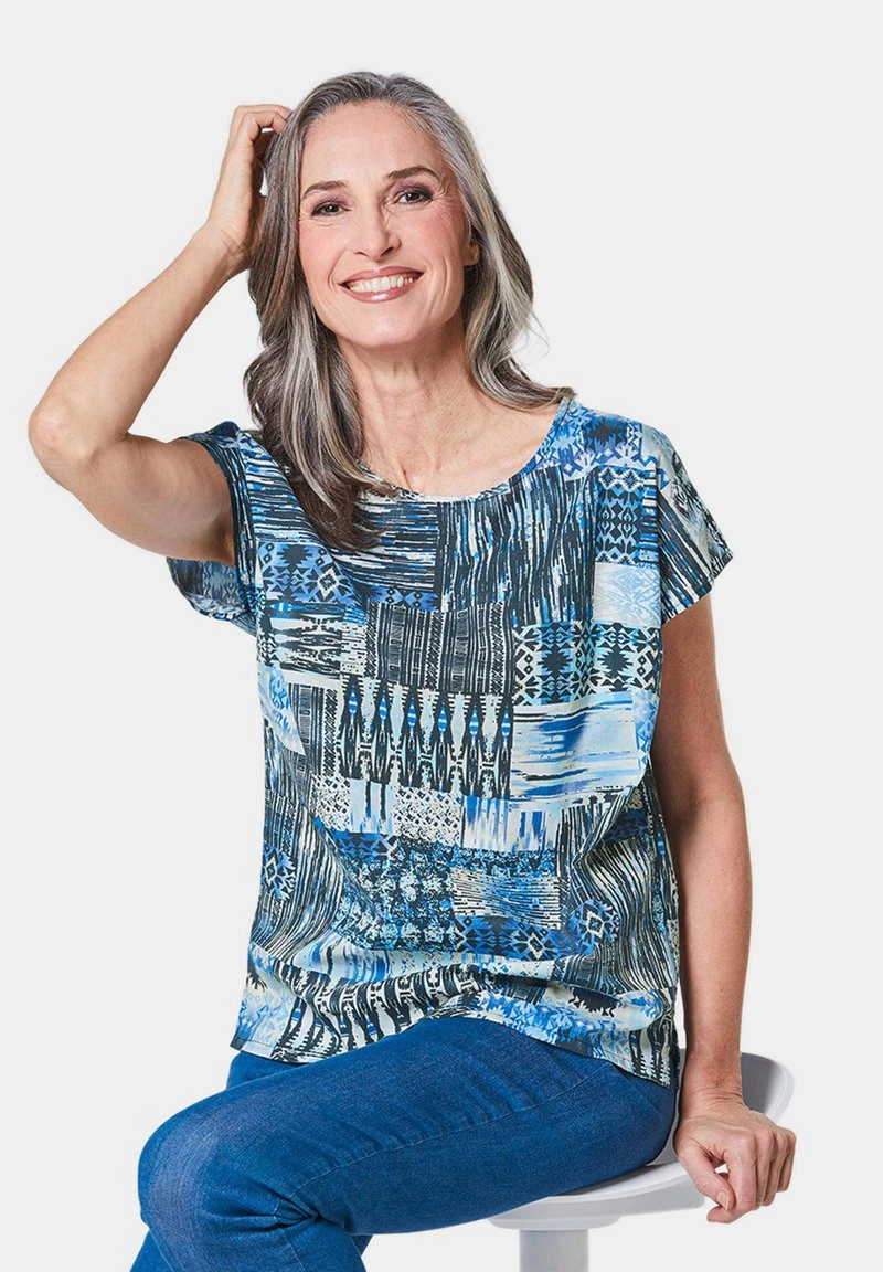 GOLDNER Bluse - Jeansblau / Gemustert 7 GOLDNER Bluse - Jeansblau / Gemustert – Bild 5