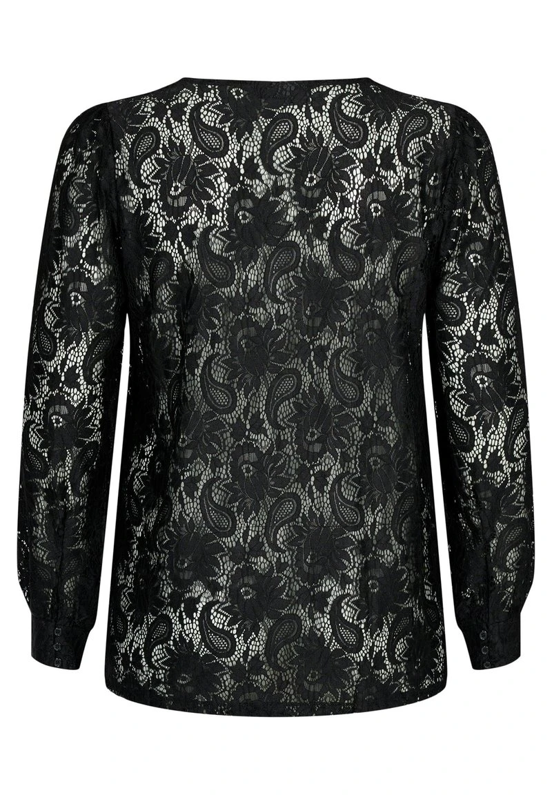 Zizzi WITH FRILL DETAIL - Bluse - Black 4 Zizzi WITH FRILL DETAIL - Bluse - Black – Bild 2