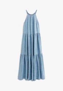 NEXT TENCEL PLAIT NECK TIERED - Jeanskleid - Blue