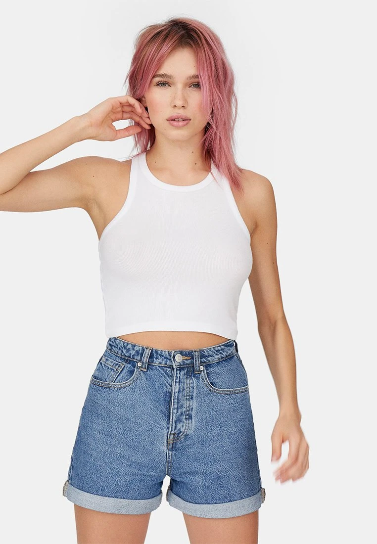 Stradivarius MOM-FIT - Jeans Shorts - Blue Denim 3 Stradivarius MOM-FIT - Jeans Shorts - Blue Denim