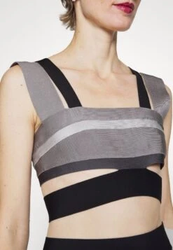 HERVE LEGER LAW ROACH BANDAGE CUTOUT CROP - Top - Ash -Sommerkleidung Für Damen a4dc2254d53844df80d99e357b9cb1c7