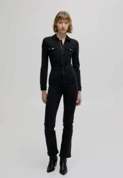 PULL & BEAR LONG SLEEVE - Jumpsuit - Mottled Black