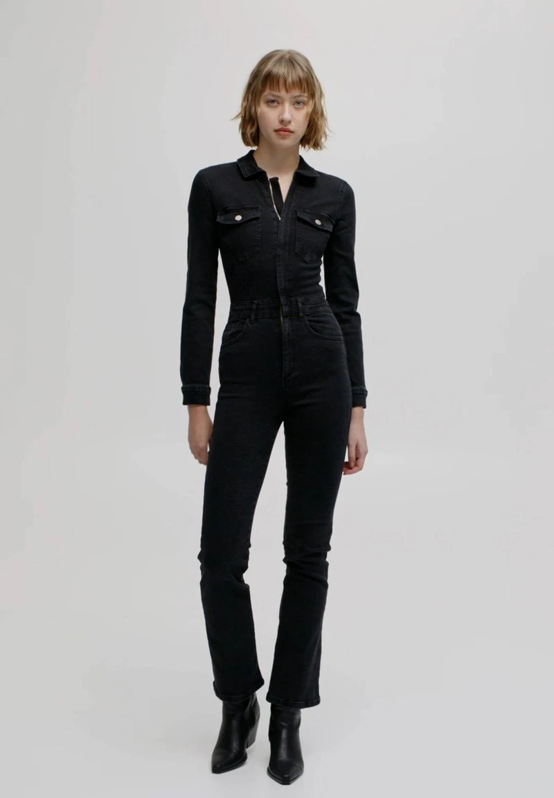 PULL & BEAR LONG SLEEVE - Jumpsuit - Mottled Black 3 PULL & BEAR LONG SLEEVE - Jumpsuit - Mottled Black