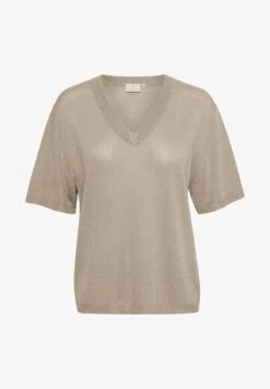 Kaffe KAREGINA LUREX - T-Shirt Basic - Feather Gray -Sommerkleidung Für Damen ace76fb605814f7f83615f5990032692