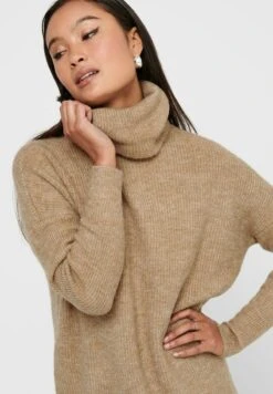 ONLY LONGSLEEVE ONLJANAPULLO - Strickkleid - Beige -Sommerkleidung Für Damen bb0669c02f1d402e8c1b4013593b1e8c