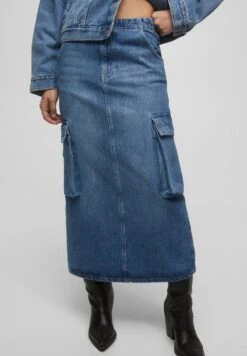 PULL & BEAR PARACHUTE - Jeansrock - Dark Blue