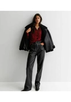 New Look LEOPARD PRINT LONG HEM - Hemdbluse - Red Pattern -Sommerkleidung Für Damen c4e8cb4420154868a96bba6aca9f6a25