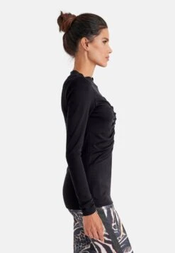 MIT STEHKRAGEN UND RAFFUNG - Langarmshirt - Schwarz 12 MIT STEHKRAGEN UND RAFFUNG - Langarmshirt - Schwarz -Sommerkleidung Für Damen cf62b33d5fa8413a86501b3c8c1cf184