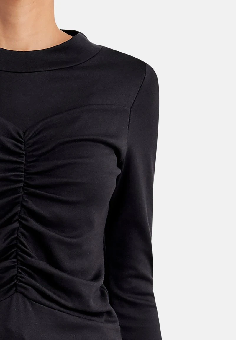 MIT STEHKRAGEN UND RAFFUNG - Langarmshirt - Schwarz 6 MIT STEHKRAGEN UND RAFFUNG - Langarmshirt - Schwarz – Bild 4