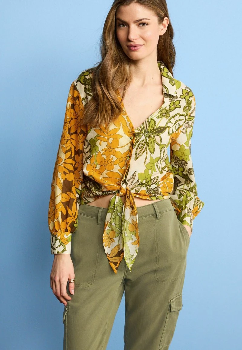 Next TIE FRONT COLLARED LONG SLEEVE STANDARD - Hemdbluse - Orange & Green Floral 3 Next TIE FRONT COLLARED LONG SLEEVE STANDARD - Hemdbluse - Orange & Green Floral