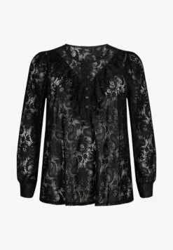 Zizzi WITH FRILL DETAIL - Bluse - Black 12 Zizzi WITH FRILL DETAIL - Bluse - Black -Sommerkleidung Für Damen df0e15f38d6742219b065e0322554482 1