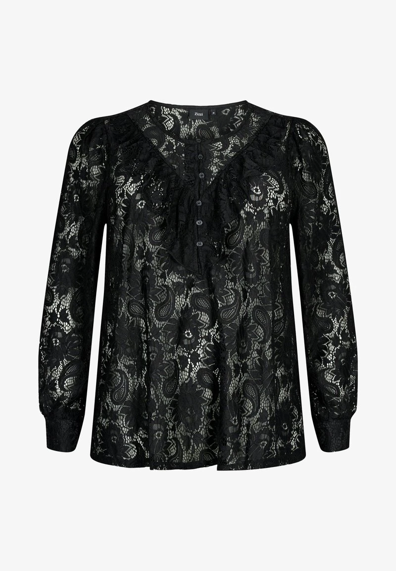 Zizzi WITH FRILL DETAIL - Bluse - Black 3 Zizzi WITH FRILL DETAIL - Bluse - Black