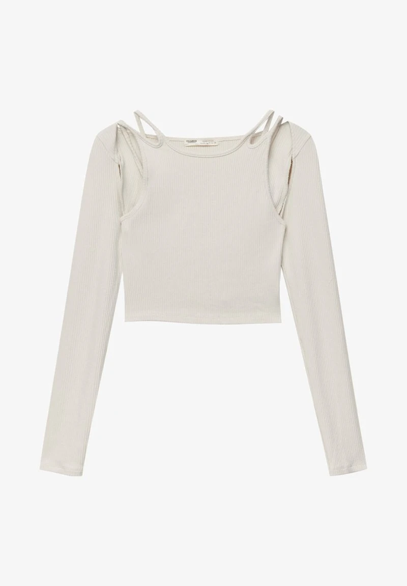 PULL & BEAR CROP WITH ARM WARMERS - Langarmshirt - Sand 8 PULL & BEAR CROP WITH ARM WARMERS - Langarmshirt - Sand – Bild 6