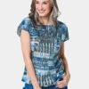 GOLDNER Bluse - Jeansblau / Gemustert 1 GOLDNER Bluse - Jeansblau / Gemustert -Sommerkleidung Für Damen e6e996deeed54f148f3cc9c0f2aae5ac