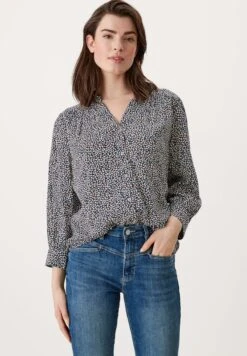 S.Oliver MIT ALLOVER-PRINT - Bluse - Navy Aop -Sommerkleidung Für Damen e76f175a7c574e769baa785e65a183b1 1