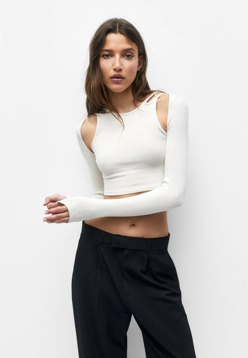 PULL & BEAR CROP WITH ARM WARMERS - Langarmshirt - Sand 3 PULL & BEAR CROP WITH ARM WARMERS - Langarmshirt - Sand