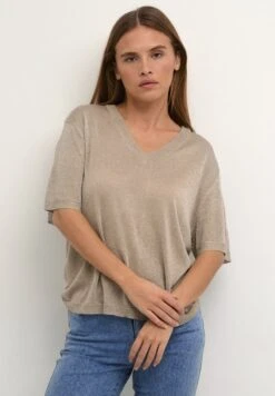 Kaffe KAREGINA LUREX - T-Shirt Basic - Feather Gray