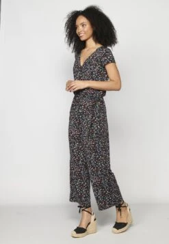 Koroshi SHORT SLEEVE - Jumpsuit - Black -Sommerkleidung Für Damen fba1ef2f716747ed8bfe5b3543c3af02